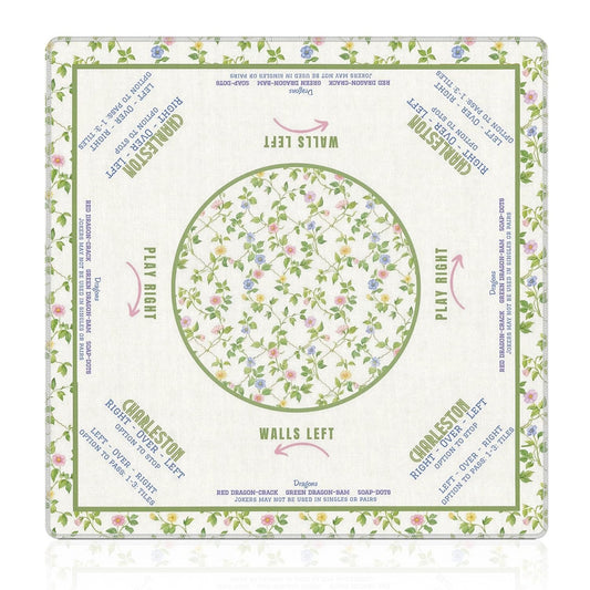 LZYRF Cottagecore green floral mahjong mat provides smooth play for quiet tile movement