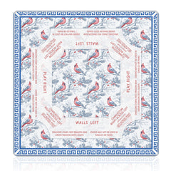 LZYRF red and blue chinoiserie mahjong mat for quiet tile play.