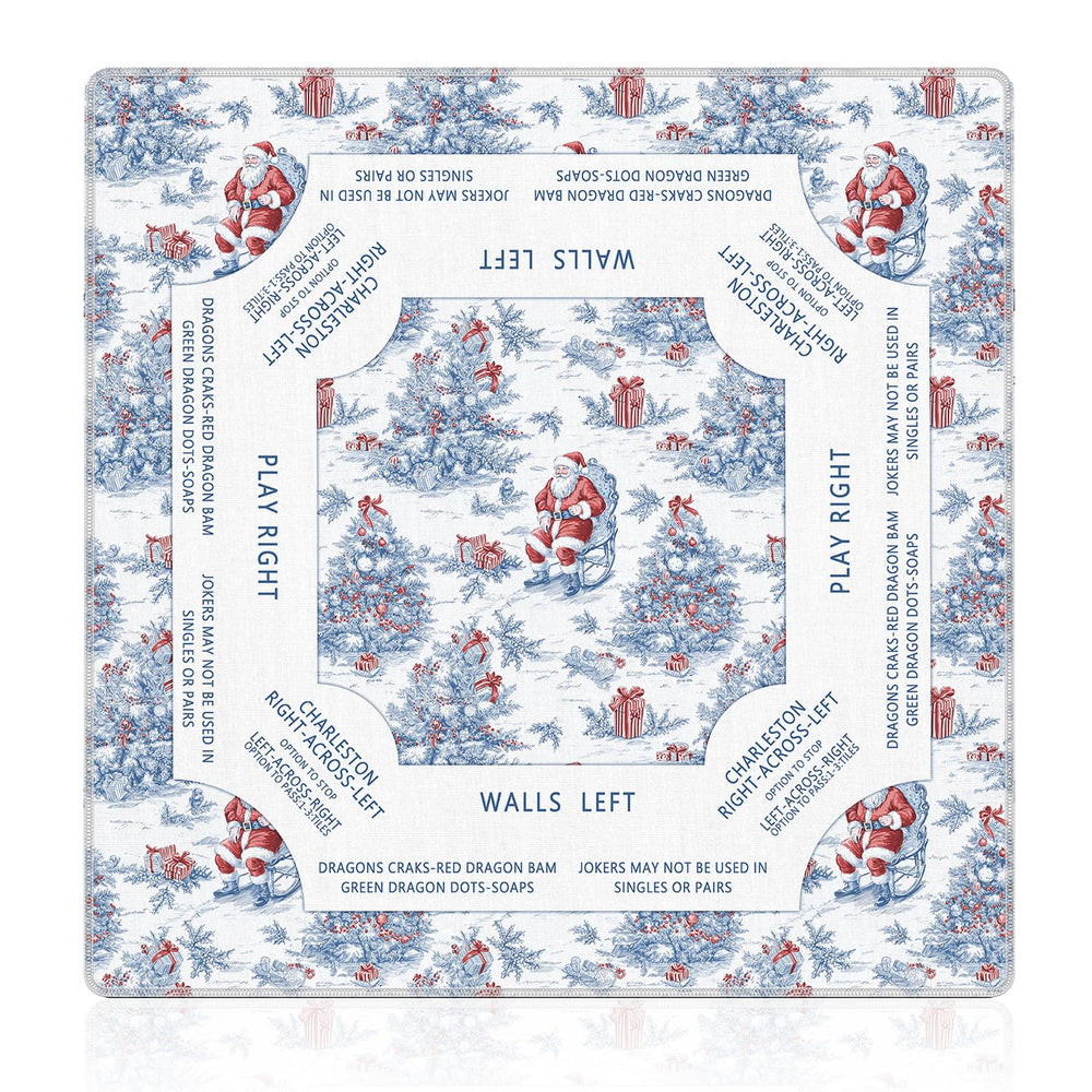 LZYRF red-blue chinoiserie mahjong mat for festive, organized game nights.