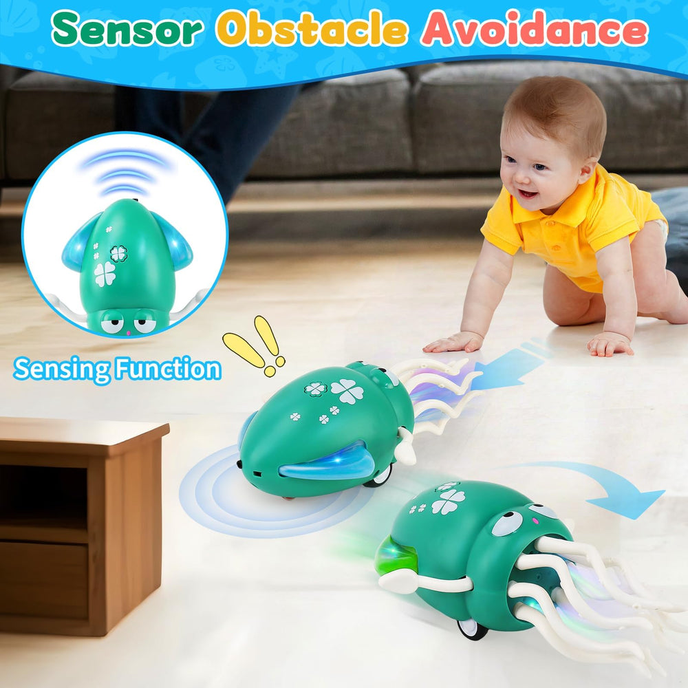 LZZAPJ octopus crawls with obstacle sensors to support motor coordination.