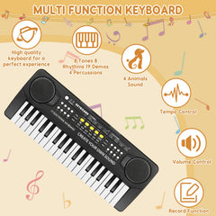 M SANMERSEN Kid Keyboard Piano wood-grain keys for tactile finger control