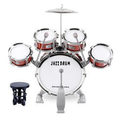 M SANMERSEN kids drum set with stool ready for beginner rhythm practice.