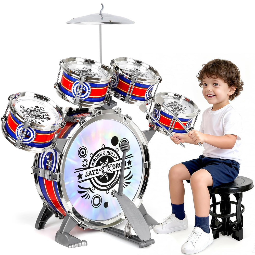 M SANMERSEN kids drum set bass drum for safe, exploratory rhythm play in toddlers.