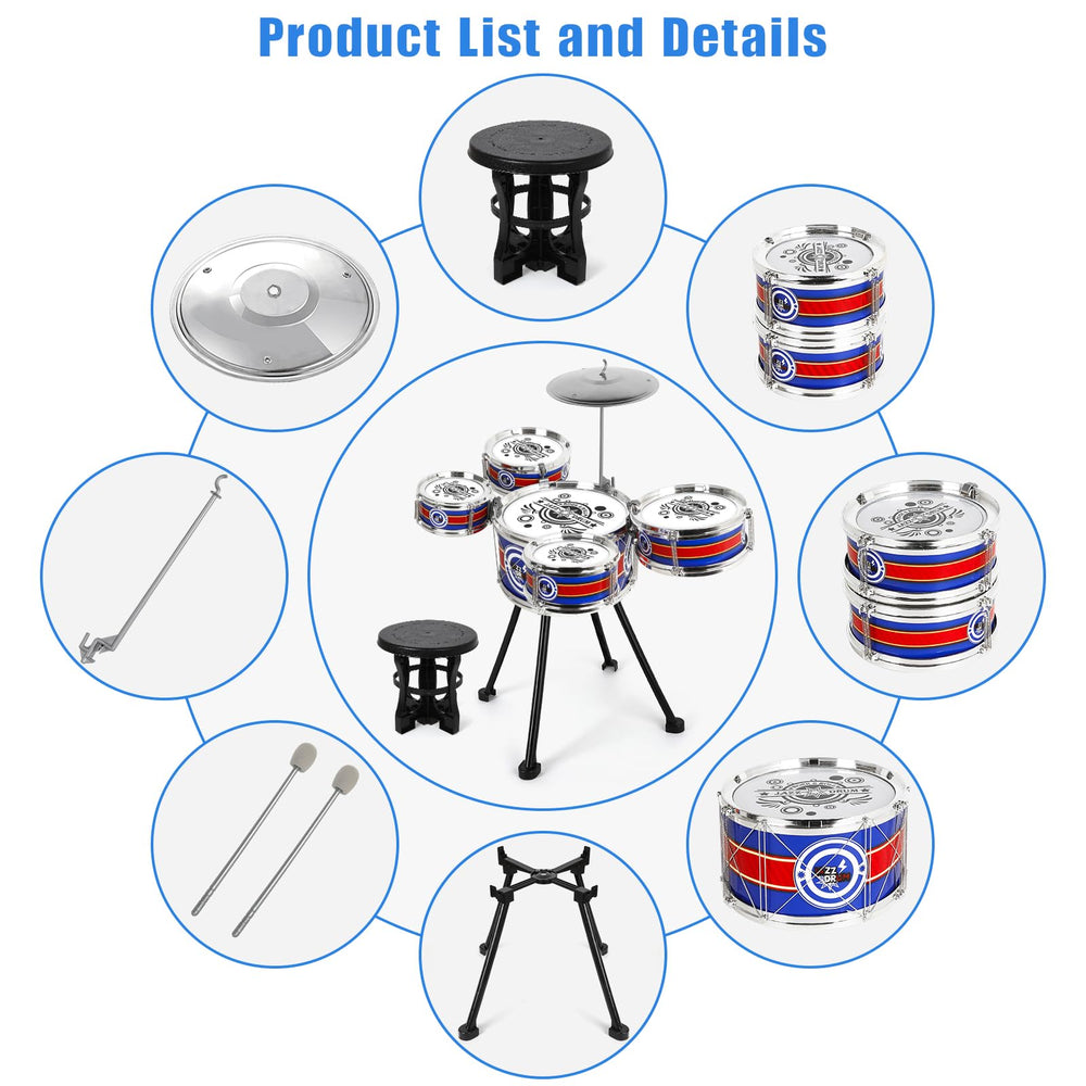 M SANMERSEN drum set blue compact footprint fits small play areas