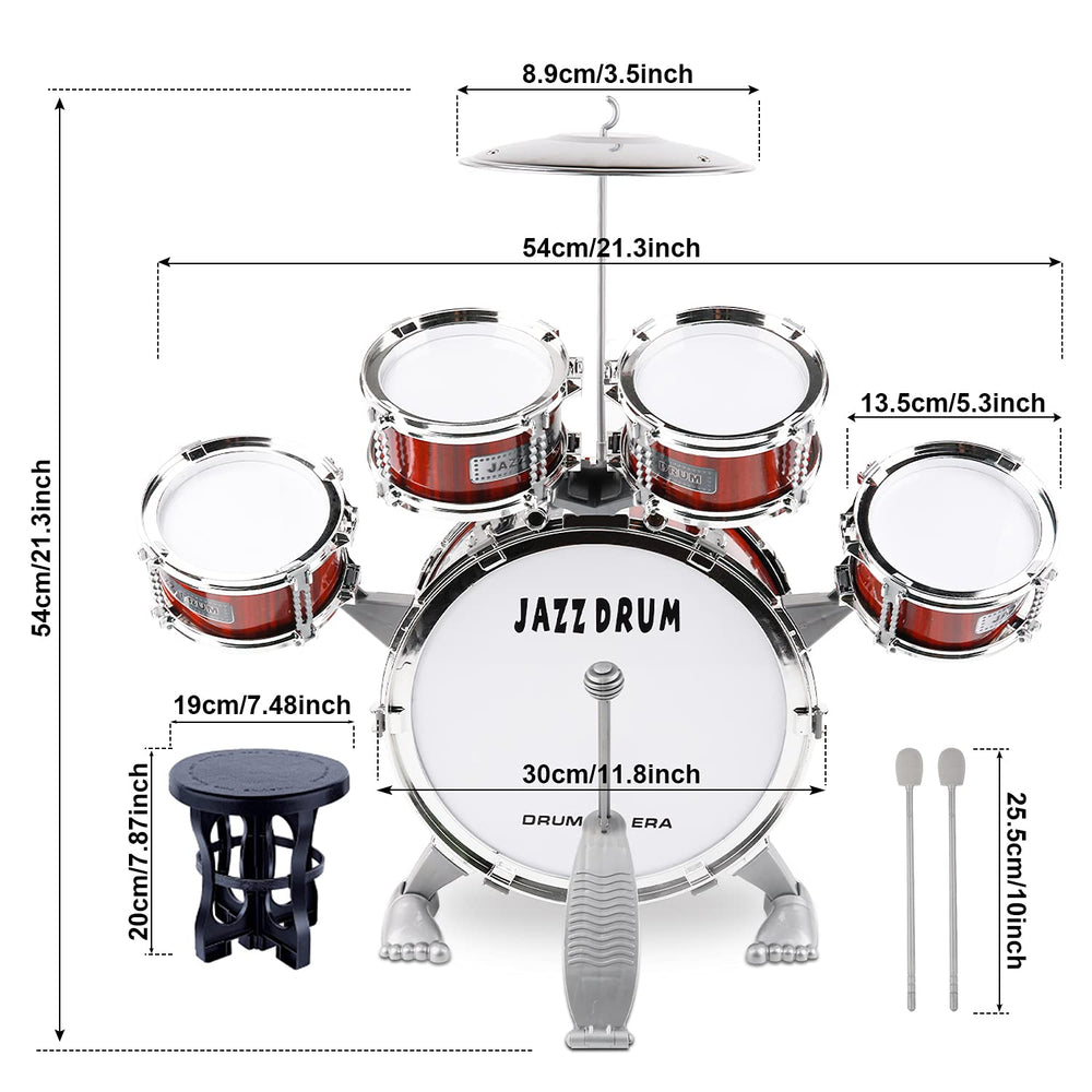 M SANMERSEN kid-friendly drum kit promotes focus and coordination.