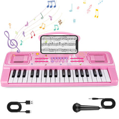 M SANMERSEN pink kids keyboard piano with 37 keys for early learning