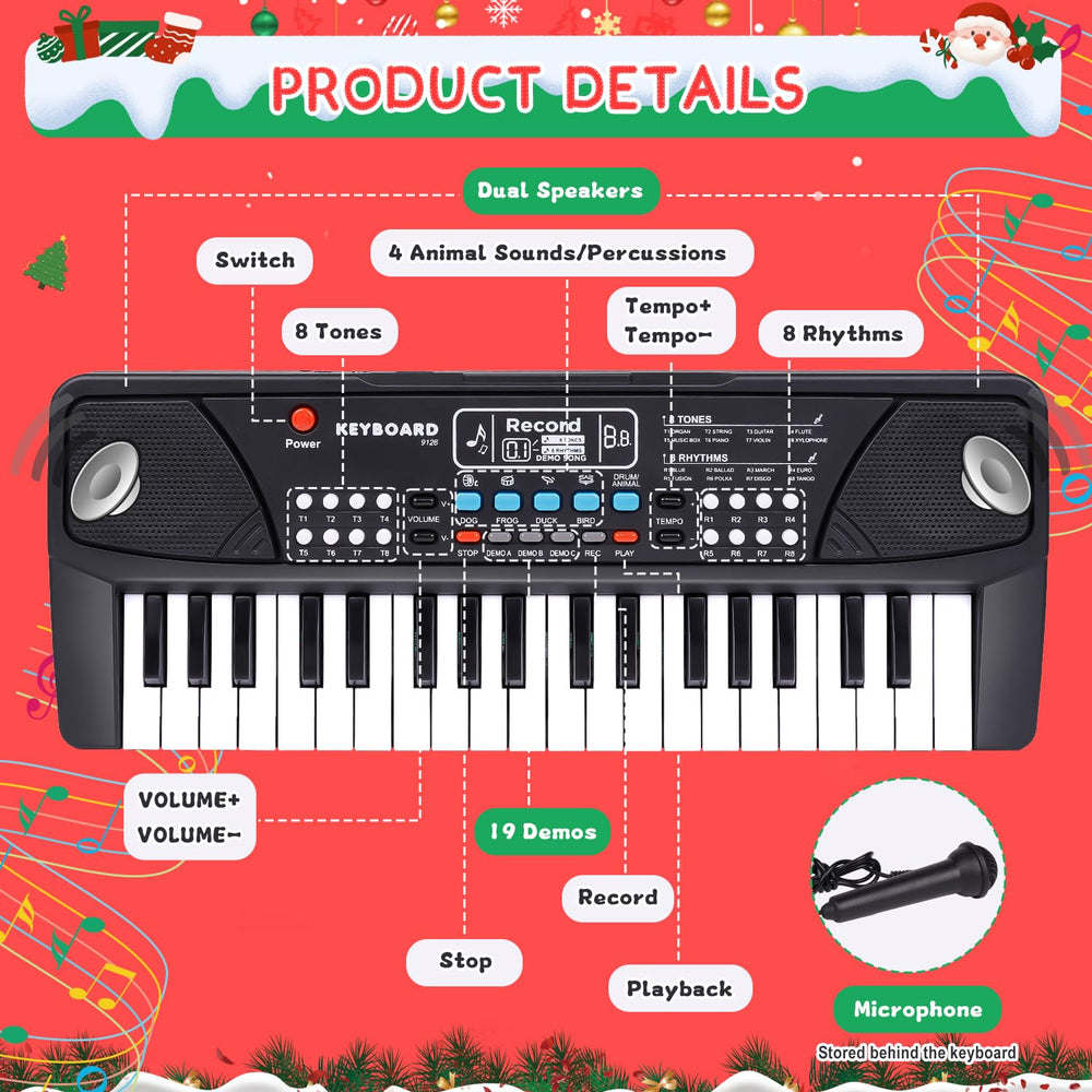 M SANMERSEN upgraded kids piano 37 keys with 19 demos and 8 rhythms for fun learning sessions.
