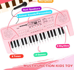 M SANMERSEN Kids Piano side view highlighting compact, portable design for travel play.