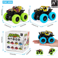 M SANMERSEN Monster Truck blue pack in action on carpet.