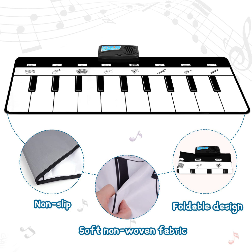 M SANMERSEN Piano Mat child playing on colorful keys during playtime.