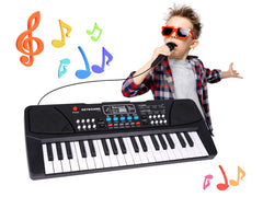 M SANMERSEN upgraded kids piano 37 keys front view, ideal for beginner practice at home.