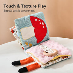 Macabaka textures including satin faux fur and ribbed cotton invite safe tactile exploration