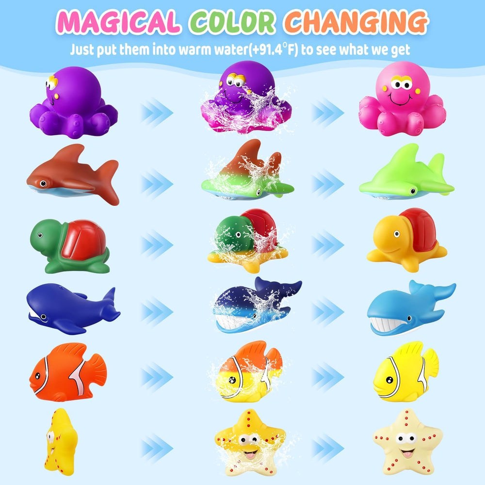 MACALOCA toddler bath toy in warm water shows color change and sensory play.