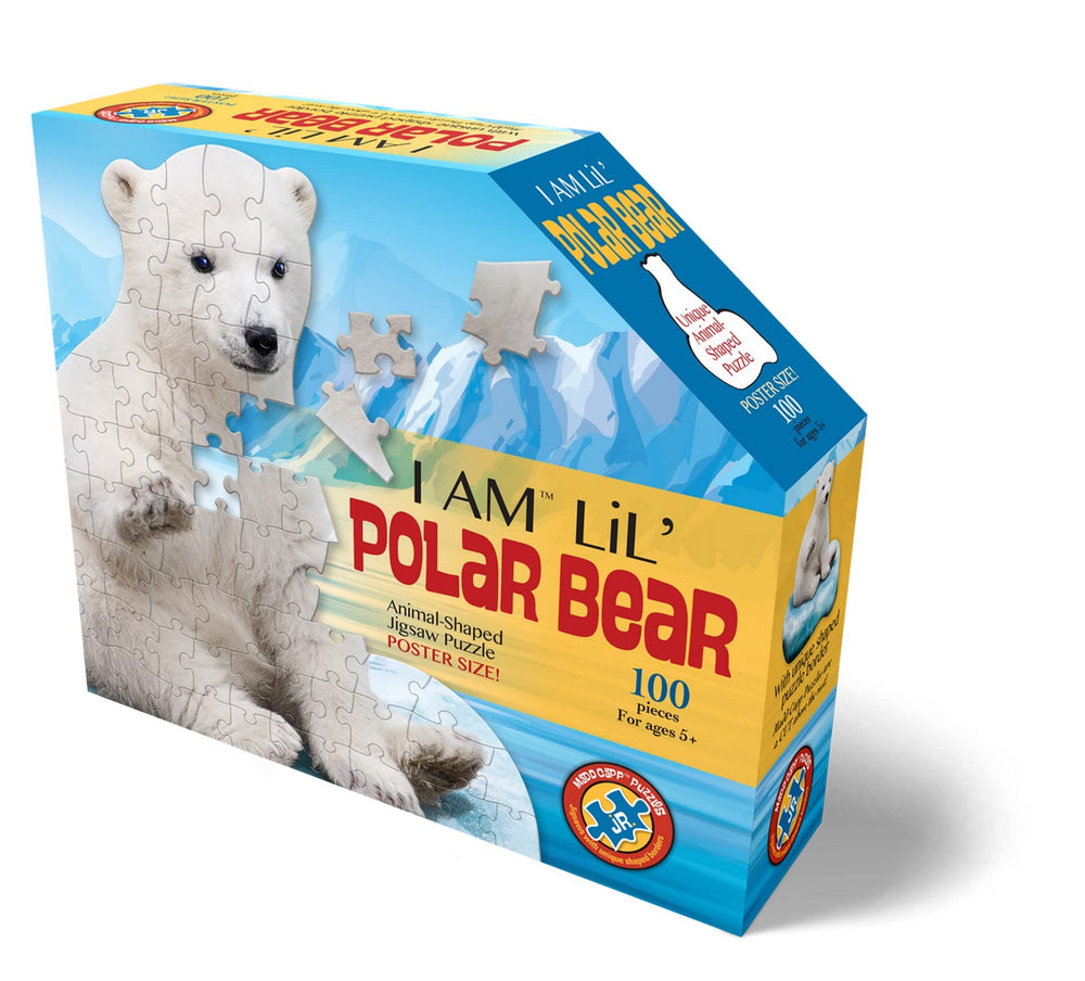 Madd Capp Puzzles Jr animal-shaped poster-sized polar bear image for display.