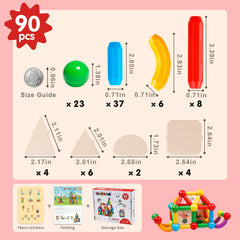 MAGBLOCK 90PCS magnetic balls and rods close-up, easy-to-grasp pieces for beginners