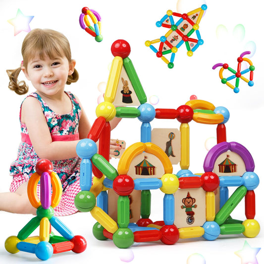 MAGBLOCK 90PCS magnetic building sticks box for imaginative play and fine motor skill development
