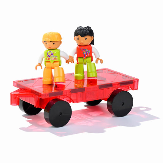 MAGBLOCK car plate with magnets connects to tiles for sturdy vehicle builds.