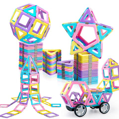 MAGBLOCK magnetic tiles enable imaginative castle builds and moving vehicles.