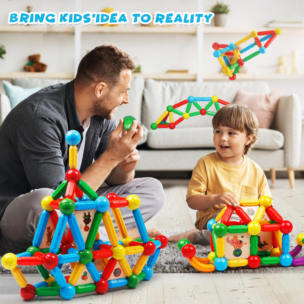 MAGBLOCK kids building activity showing hands-on learning with magnetic pieces