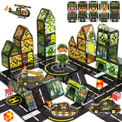 Magbubp military tiles base assembly featuring Tiger King for imaginative play