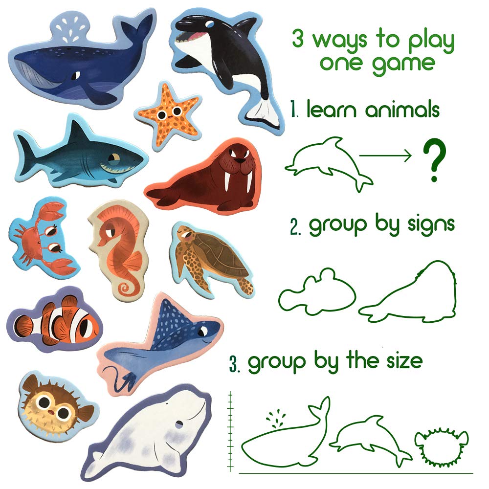 Magdum Sea Animals thick cardboard magnets for durable play