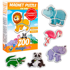 MAGDUM Zoo magnetic puzzle lion on fridge supports early learning through engaging play.