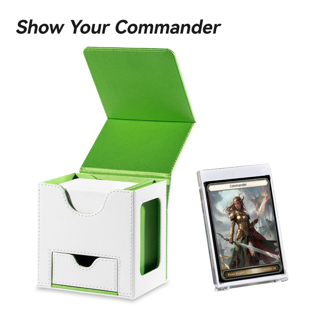 Mage Tech box shows 100 double-sleeved card capacity for organized play.