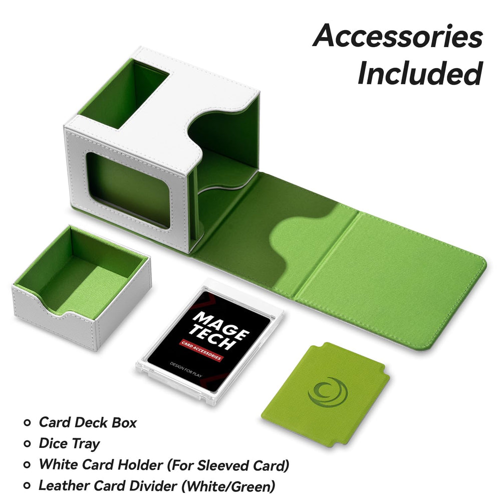 Mage Tech box includes a large dice tray that fits 30–50 dice for quick access.