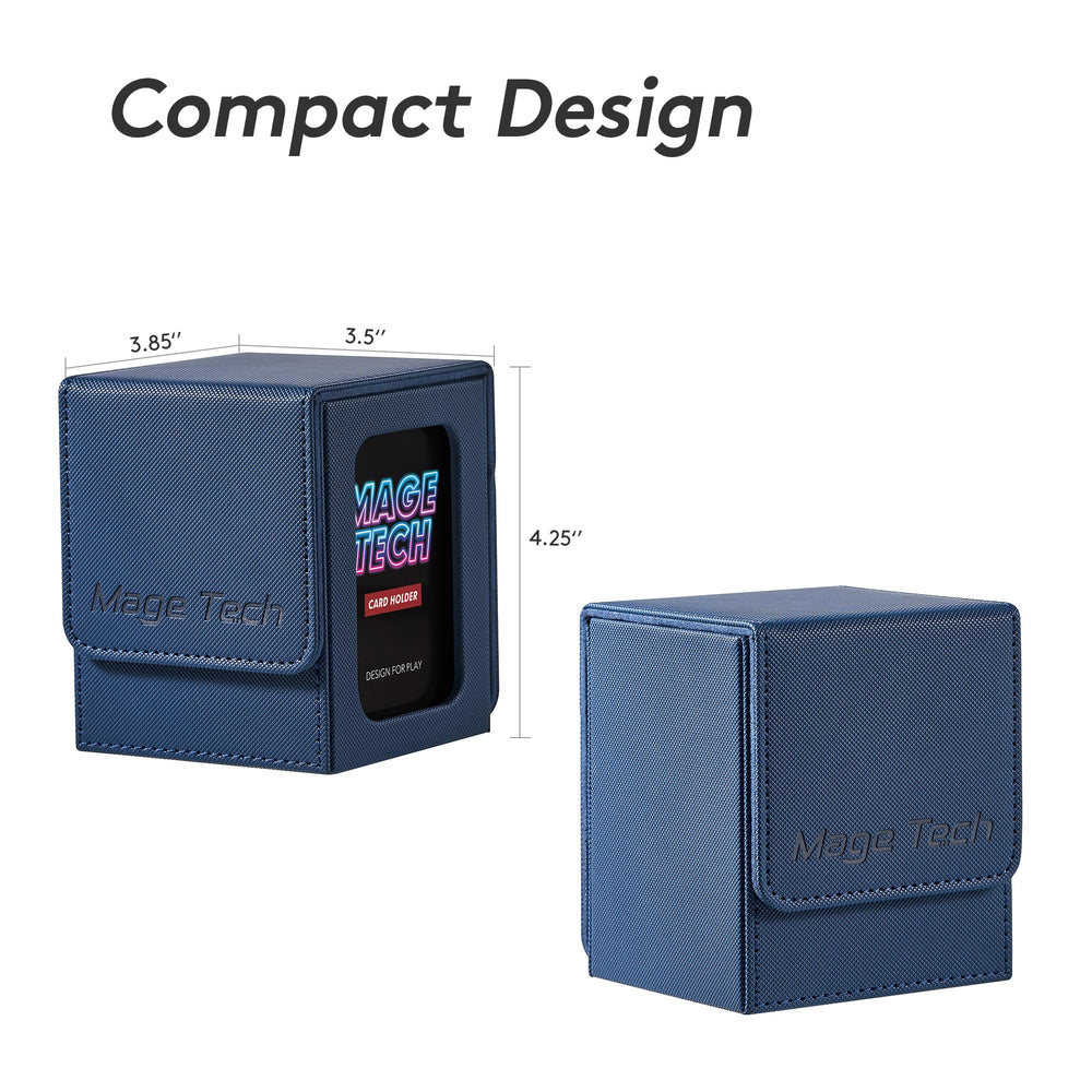 Mage Tech Commander Deck Box Lite compact dimensions fit over 100 single-sleeved cards securely