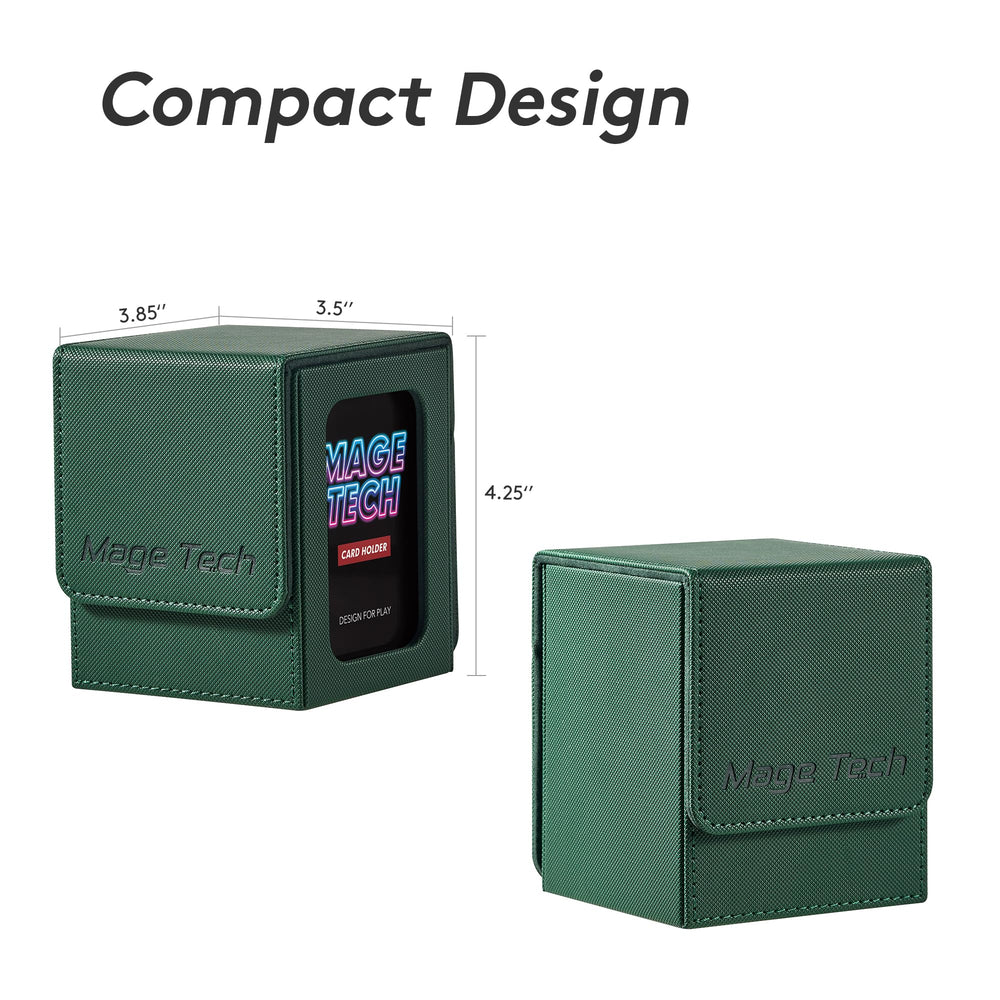 Mage Tech Commander Deck Box Lite dimensions securely fit over 100 single-sleeved cards.