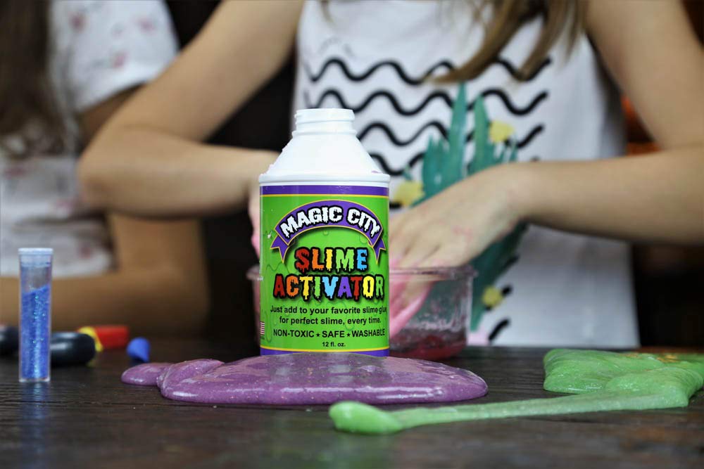 Made in USA label on Magic City Slime Activator highlighting quality manufacturing.