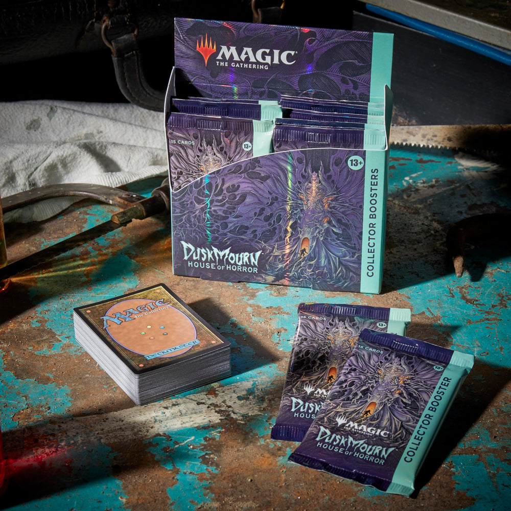 Borderless Duskmourn card display emphasizing alt-art designs.
