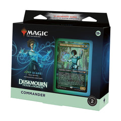 Magic: The Gathering Duskmourn Jump Scare box opens to a ready-to-play green-blue deck.