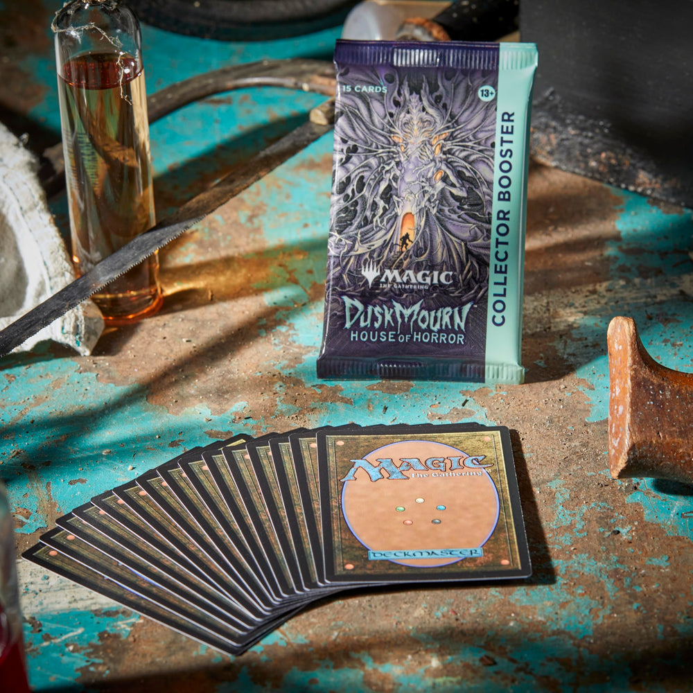Duskmourn traditional foil double-sided token in focus for collectors.