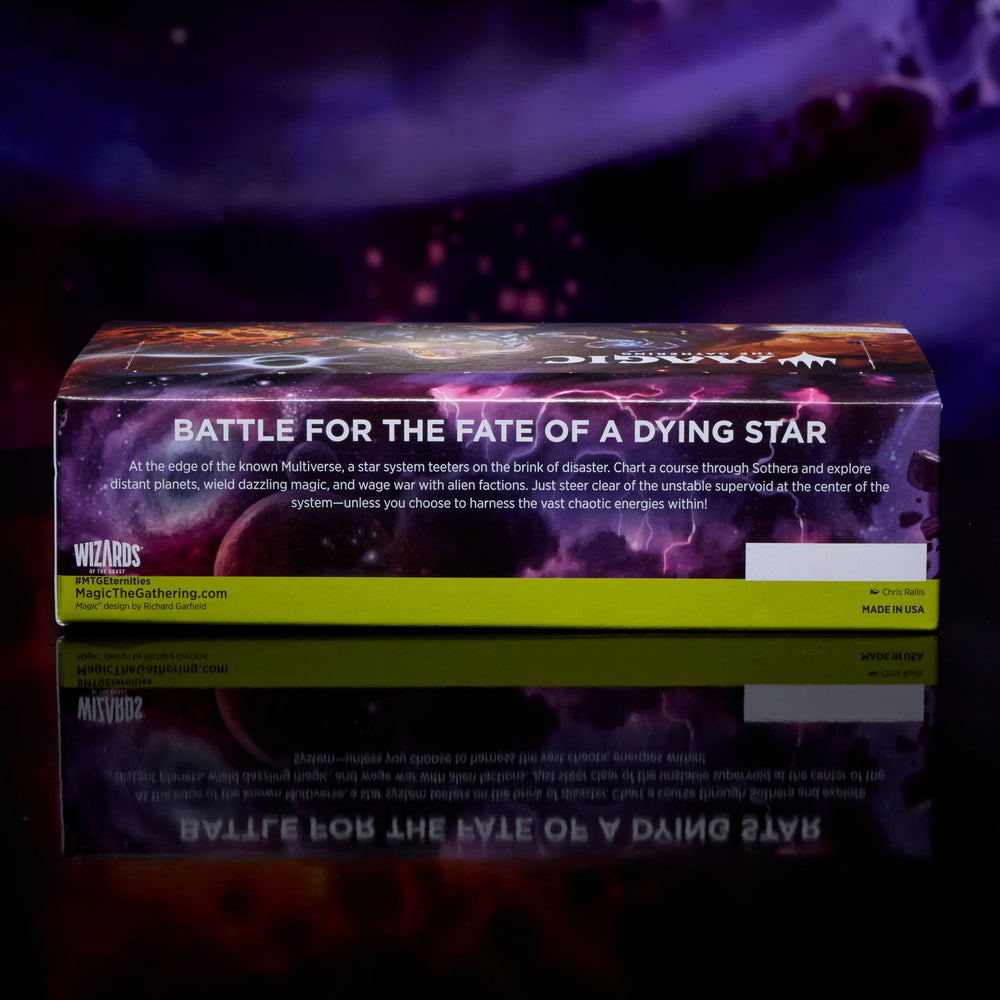 Magic The Gathering Edge of Eternities booster box on table ready to play