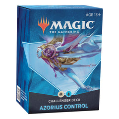 Magic: The Gathering Azorius Control MDFC cards showcased with rare and common references.