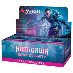 Magic: The Gathering Kamigawa Neon Dynasty booster box front view for quick drafting setup.