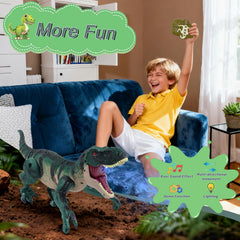 MagicKidz RC dinosaur back sensor responds to touch for interactive fun.