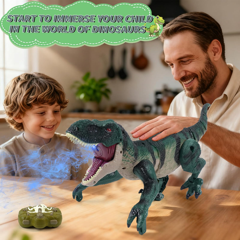MagicKidz RC dinosaur lights brighten nighttime play.