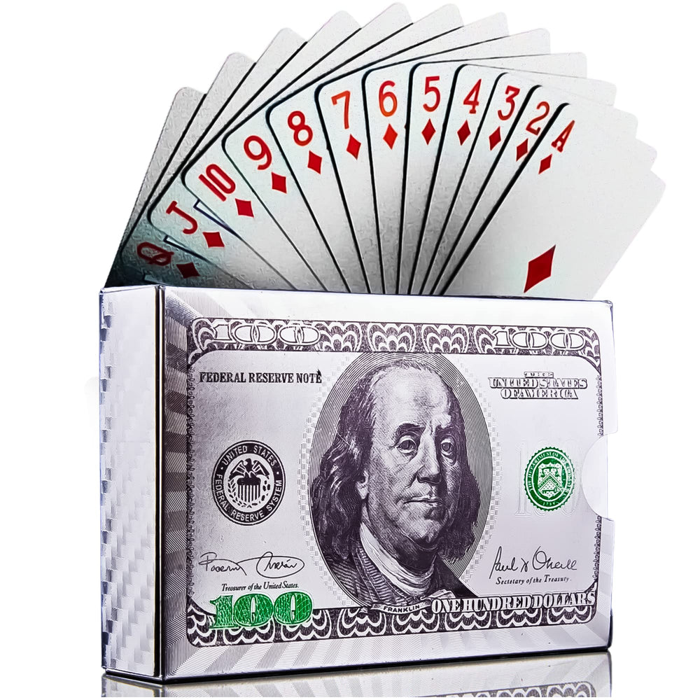 Magic Kiss waterproof poker cards deck with silver finish for poolside play.