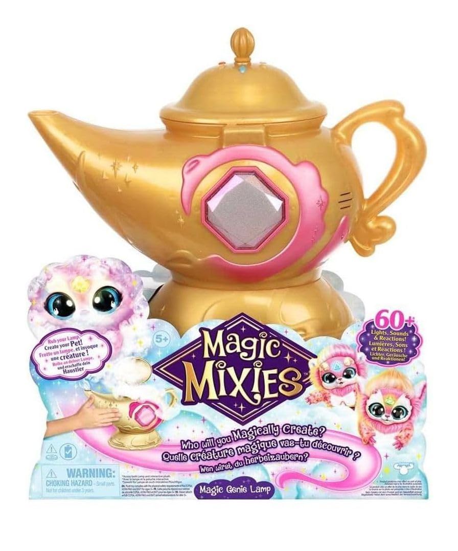 Magic Mixies Genie Lamp with pink plush genie for imaginative play and interactive magic.