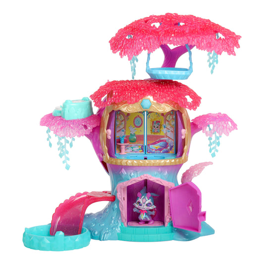 Magic Mixies Treehouse front-door lift demonstrates real movement for engaging play.