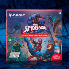 Magic: The Gathering Spider-Man borderless scene card 01, vivid foil art for deck-building inspiration