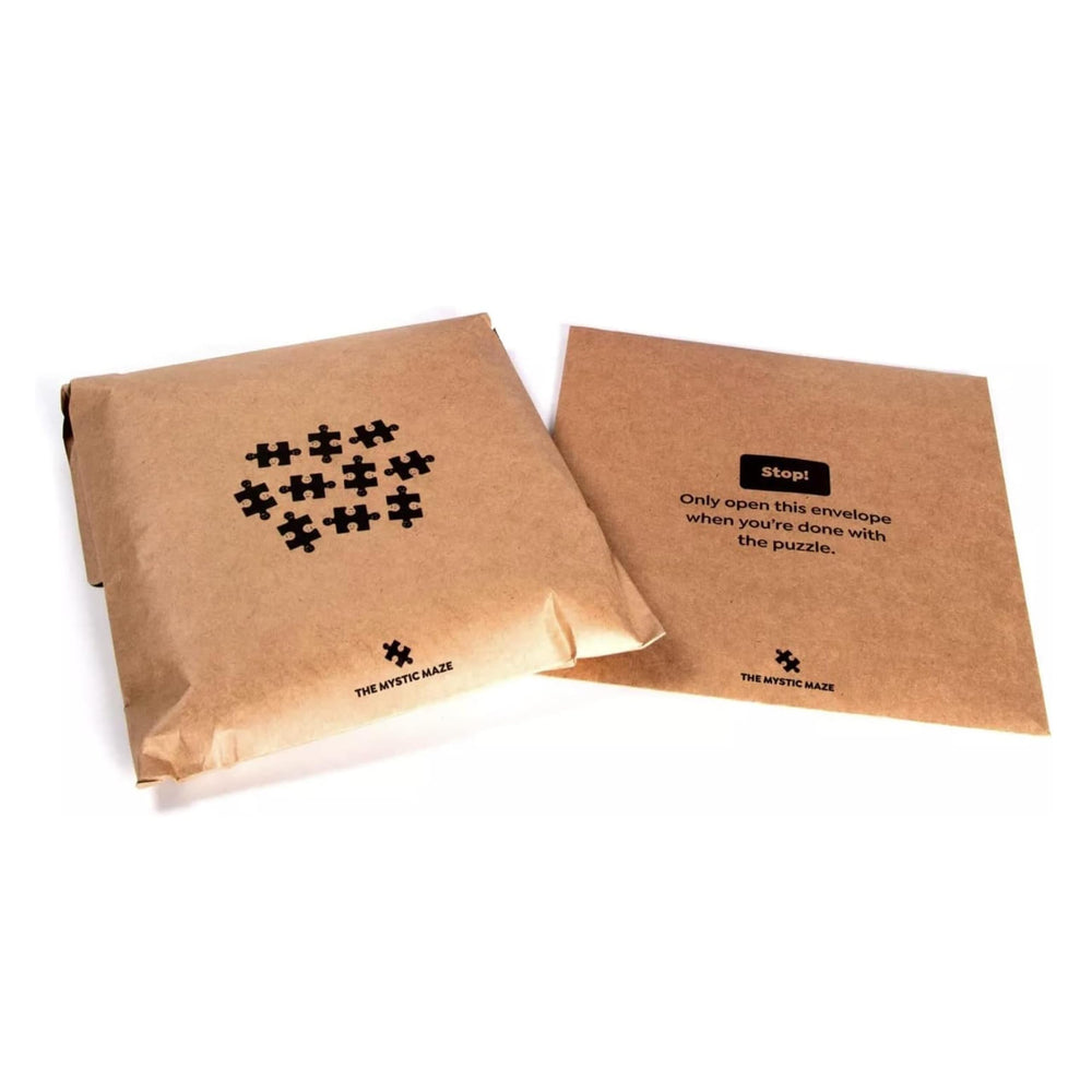 Magic Puzzle Company Drippy Trip packaging uses resealable envelopes for sharing.