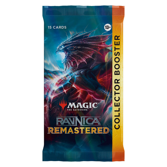 Magic: The Gathering Ravnica Remastered Collector Booster Pack shows reprints for collectors.