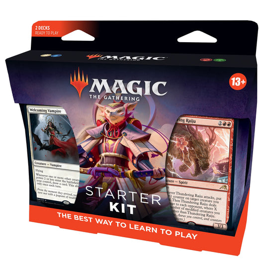 Magic: The Gathering 2022 Starter Kit showing two decks and lands ready for play