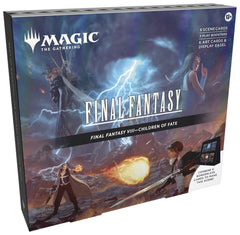 Magic: The Gathering Final Fantasy Scene Box Children of Fate borderless cards displayed as a showpiece.