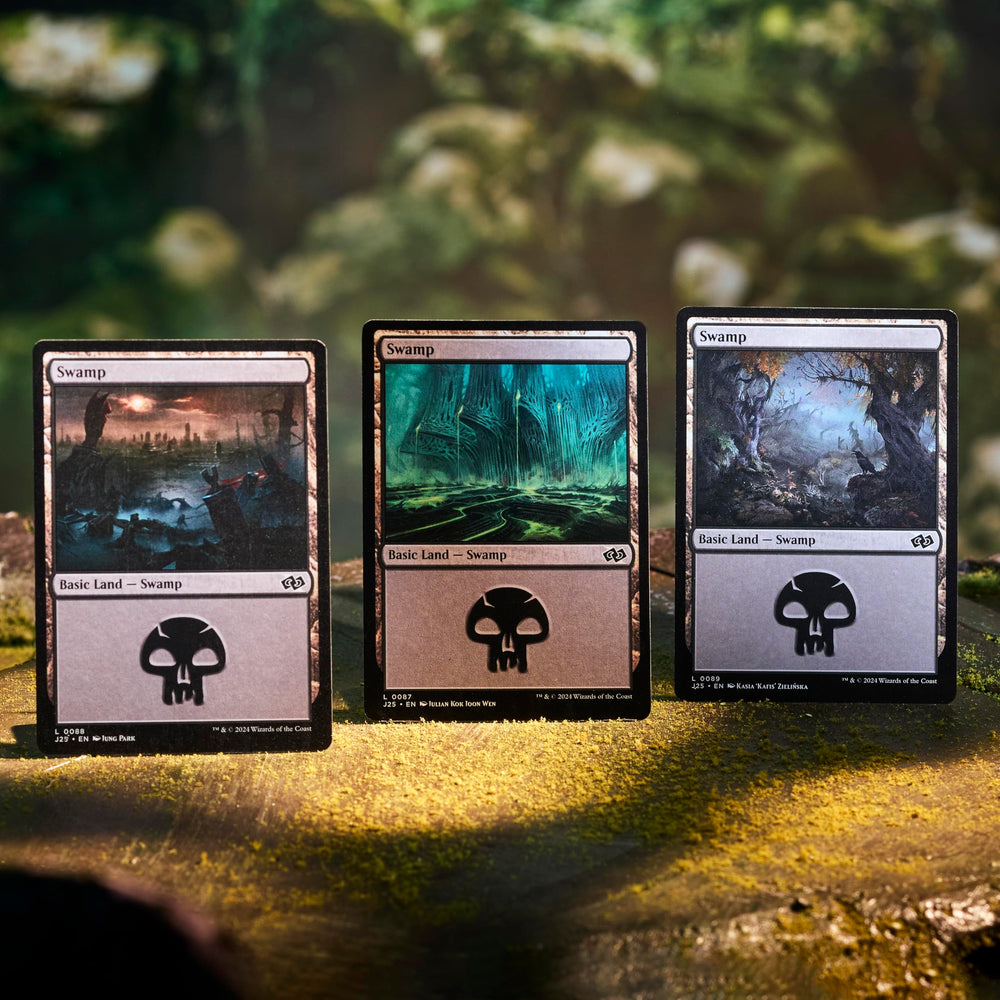 Magic: The Gathering Mountains lands with red mana for aggressive starts.