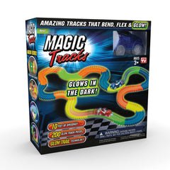 Magic Tracks glow track being assembled for night-time racing fun