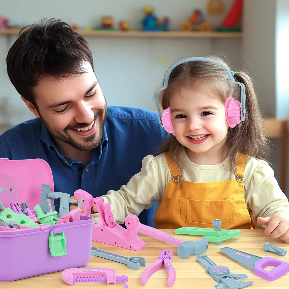 Magic4U Kids Tool Set toolbox-contents image shows the complete playset ready.